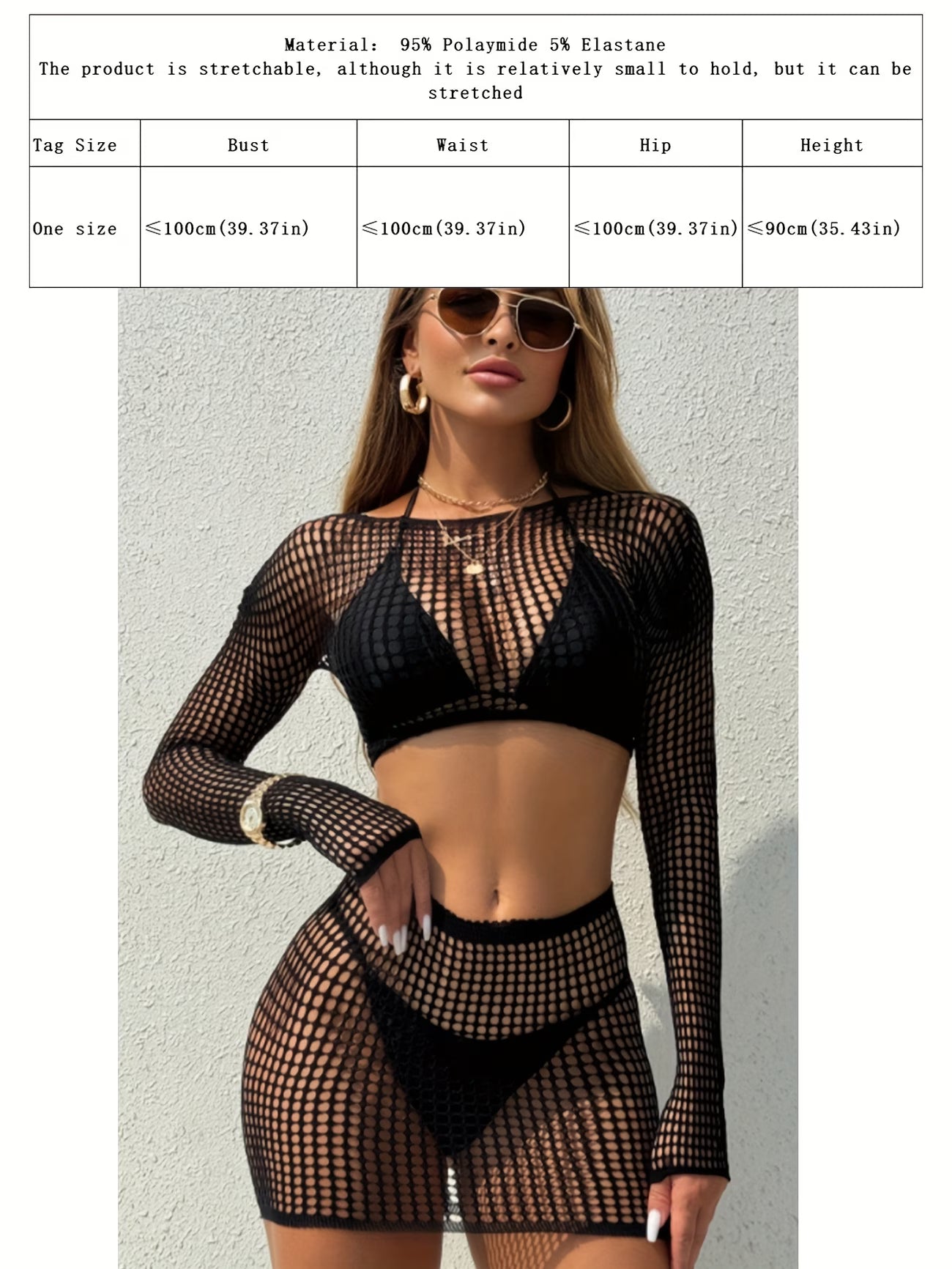 bikinisexzy sexy knit cover up, women swimwear cover up black, polyamide stretch beach cover up one