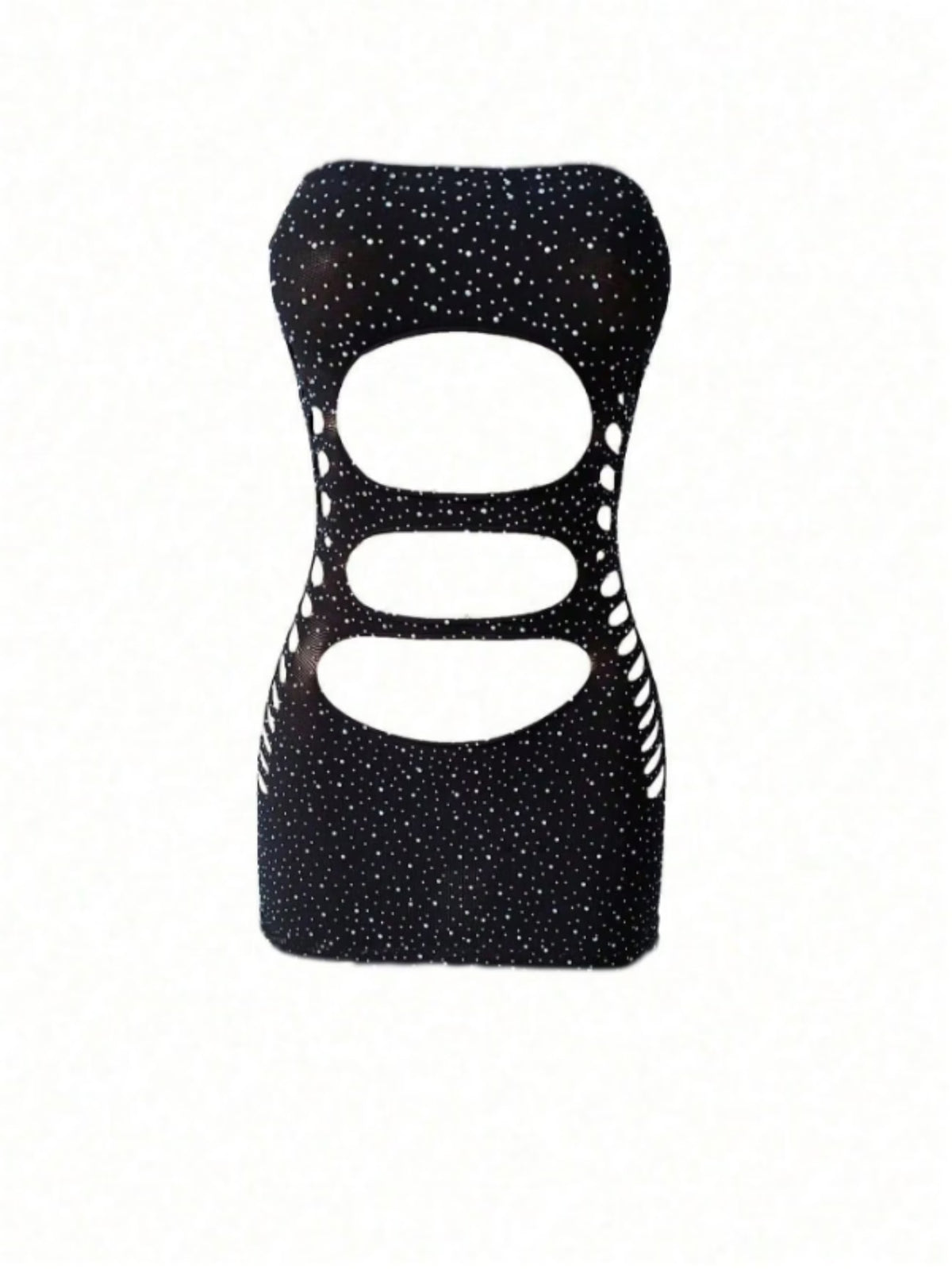 Women's Rhinestone Cutout Bodycon Mini Dress – Fishnet Cover-Up | bikinisexzy - Bikinisexzy.com