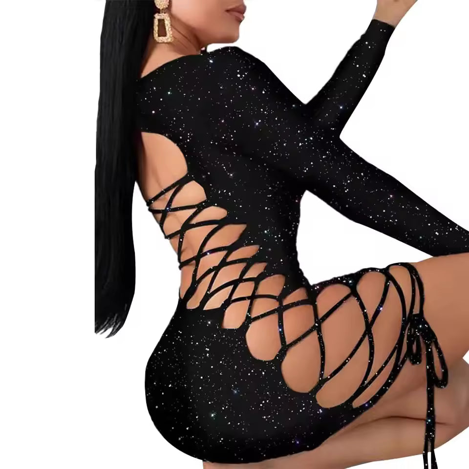 Sexy Leopard Print Mini Dress - Sparkle & Backless Bodycon Design at Bikinisexzy.com - Bikinisexzy.com