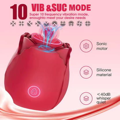 10 modes sonic motor quiet rose vaginal nipple vibrator for women from Bikinisexzy.com