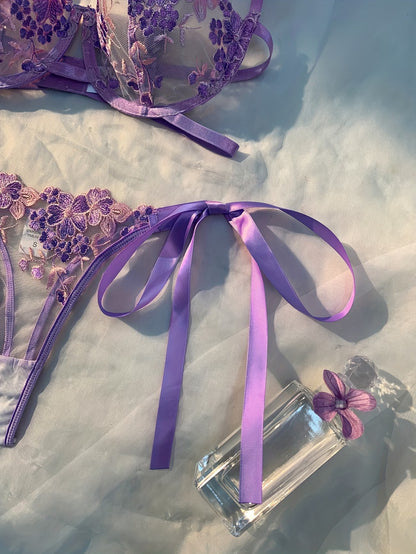 Valentine's Day Limited Edition Women's Embroidered Floral Bra & Underwear Set – Tassel Waistband | bikinisexzy.com