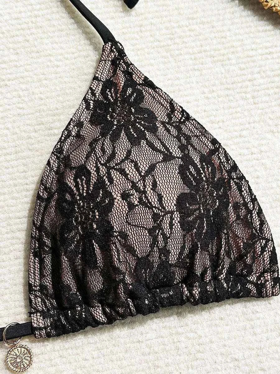 3-Piece Halter Bikini Set | Mesh Sarong Lace High-Cut Swimwear | BIKINISEXZY - Bikinisexzy.com