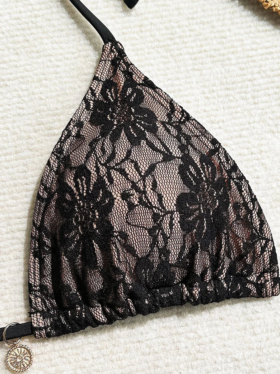 Elegant lace halter bikini top by BIKINISEXZY