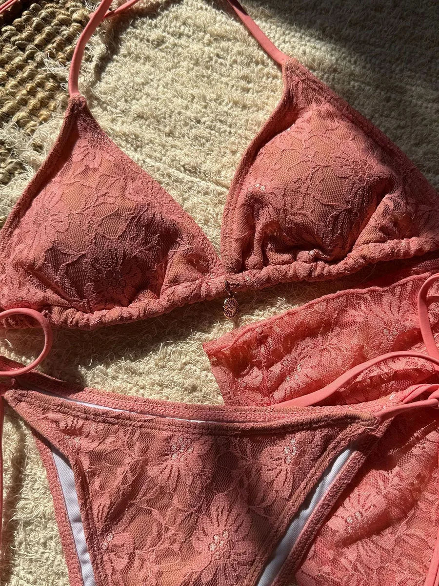 BIKINISEXZY hollow-out bikini set lifestyle beach shot