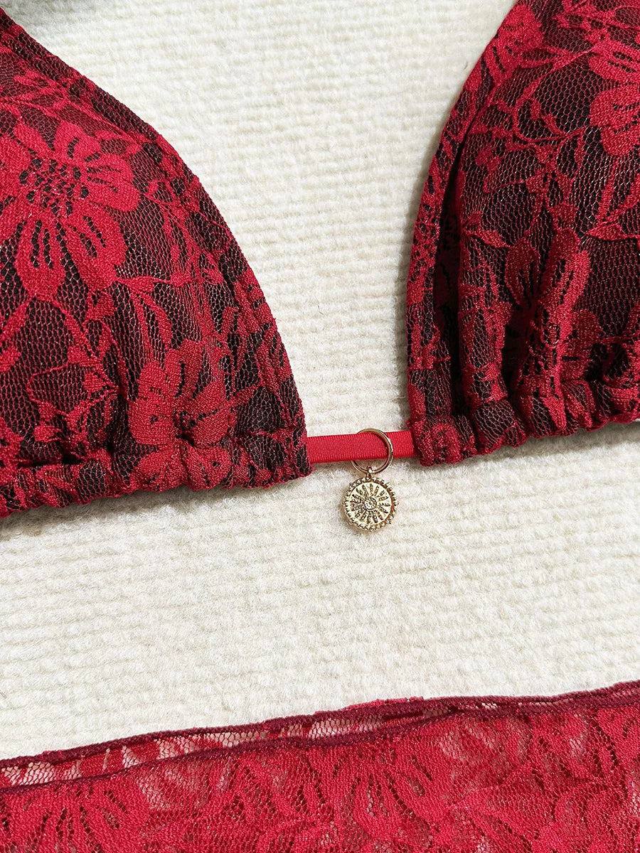 Red lace bra on a Bikinis High quality BIKINISEXZY