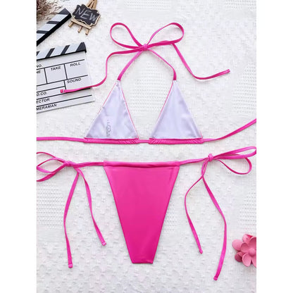PU Faux Leather Bikini Set | Sexy Two-Piece Halter Swimwear | BIKINISEXZY - Bikinisexzy.com