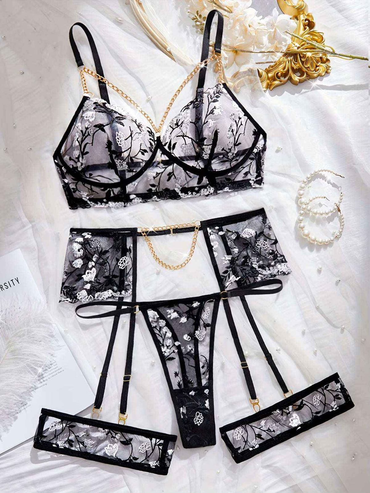 Floral Embroidered Lingerie Set: Elevate Your Intimates with Style and Comfort