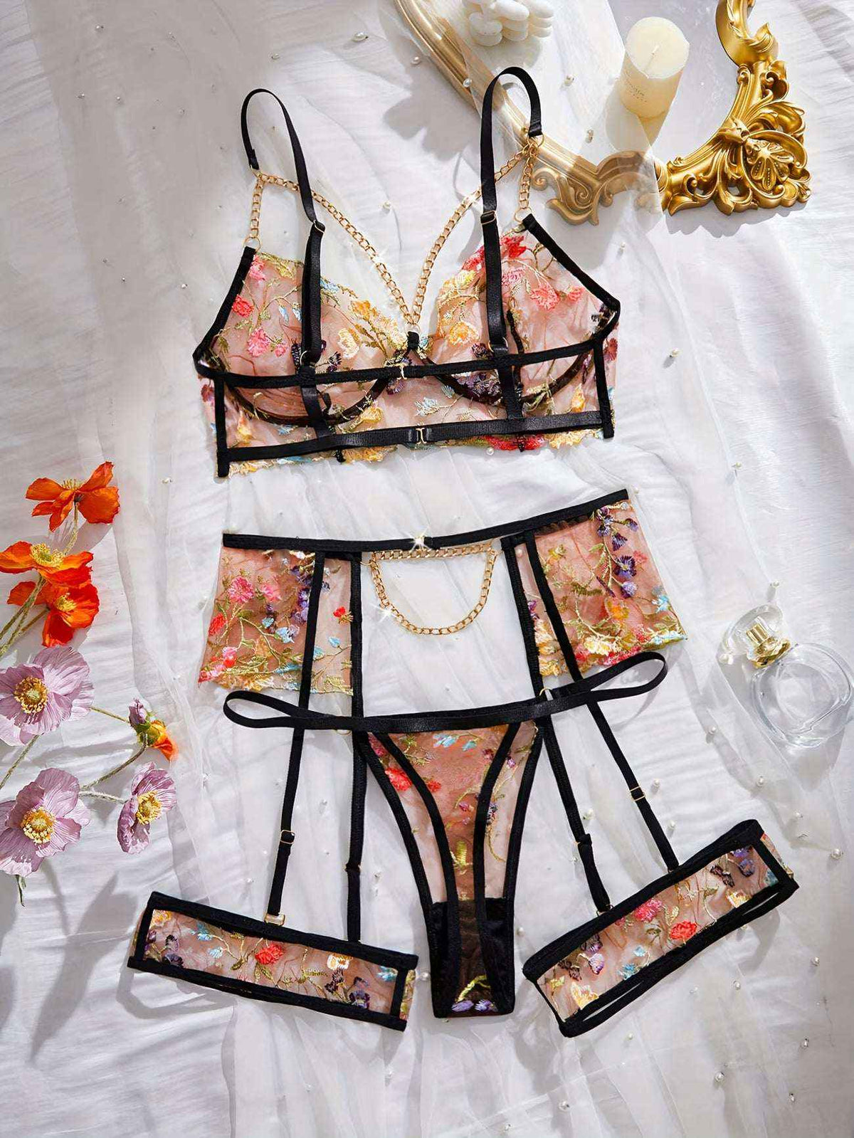 Floral Embroidered Lingerie Set: Elevate Your Intimates with Style and Comfort