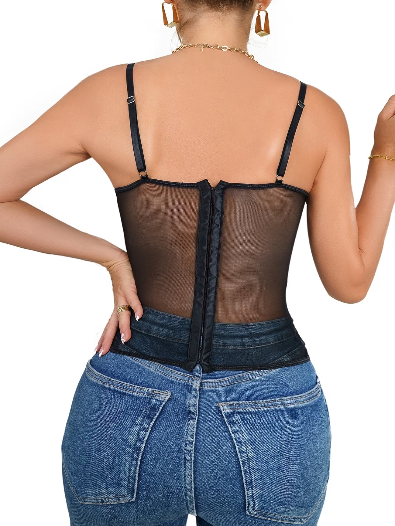 Black lace corset top styled with beige blazer – women's sexy going-out look by bikinisexzy
