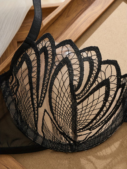 bikinisexzy black lace lingerie set model side pose – gothic style underwire bra and adjustable thong
