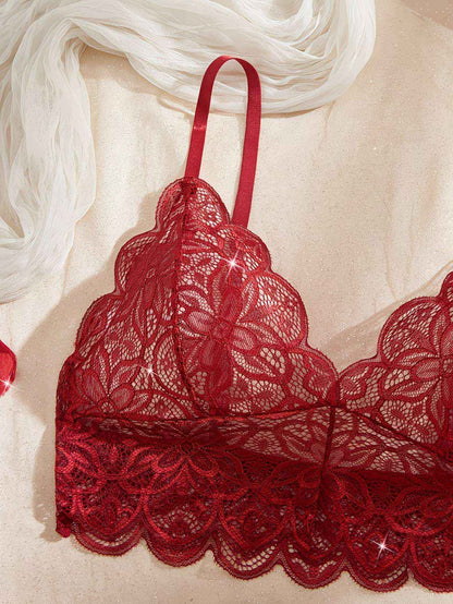 2pcs Lace Floral Bra and Brief Set – Green & Burgundy | Bikinisexzy
