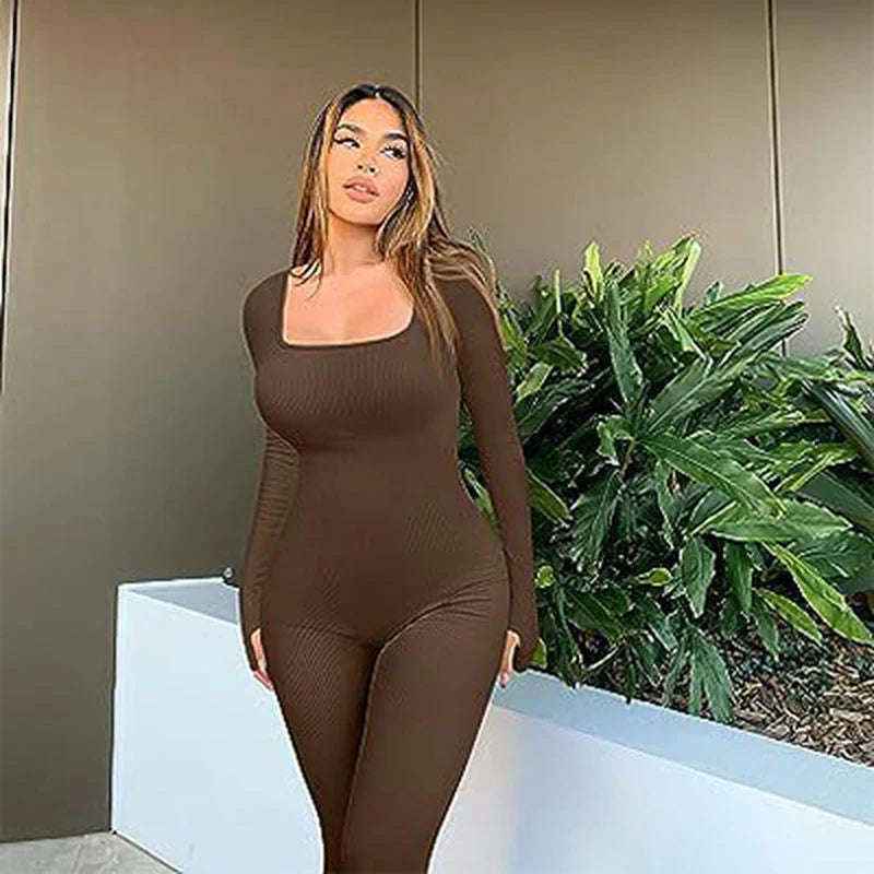 Women's Yoga Jumpsuit - Seamless Long-Sleeve Design for Ultimate Comfort - Bikinisexzy.com