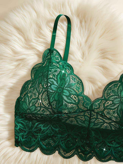 2pcs Lace Floral Bra and Brief Set – Green & Burgundy | Bikinisexzy