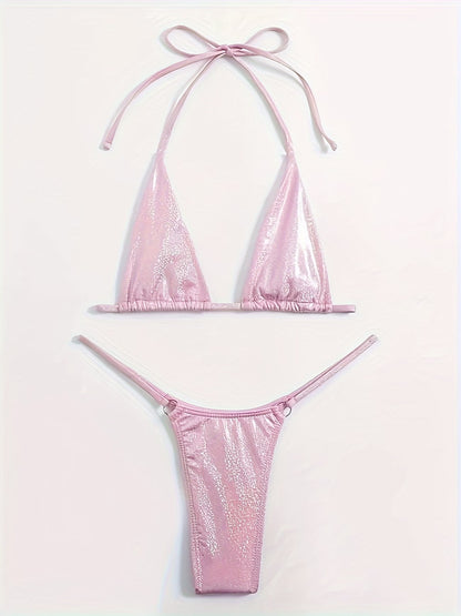 Pink bikini set with BIKINISEXZY minimalist style solid bikini set