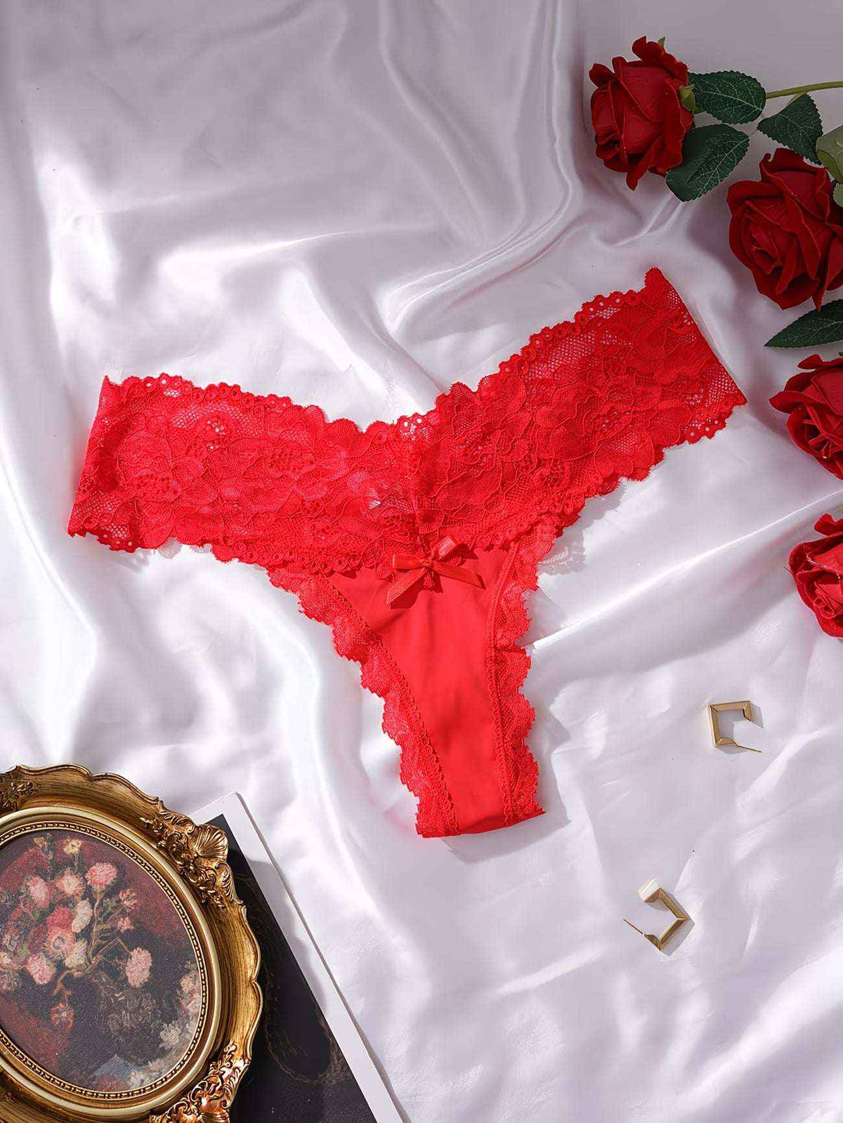 Lace Thong Panties - Low-Waist with Bow by Bikinisexzy