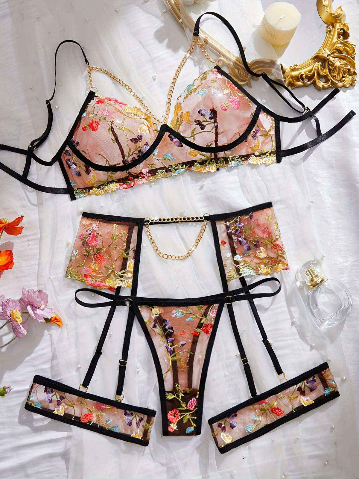 Floral Embroidered Lingerie Set: Elevate Your Intimates with Style and Comfort