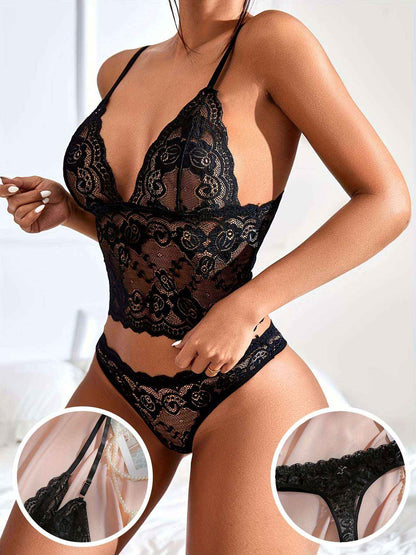 Elevate Your Confidence with Our Elegant Transparent Lace Lingerie Set