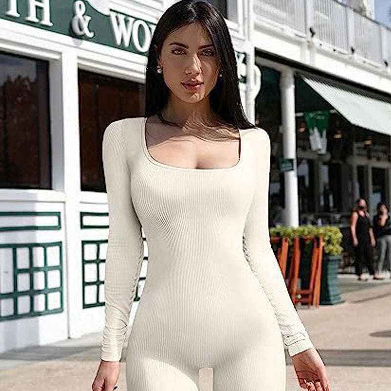 Women's Yoga Jumpsuit - Seamless Long-Sleeve Design for Ultimate Comfort - Bikinisexzy.com