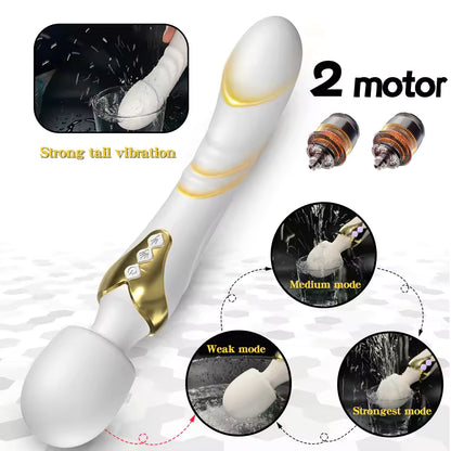 Powerful dual-motor vibrator wand with strong vibration - Bikinisexzy.com