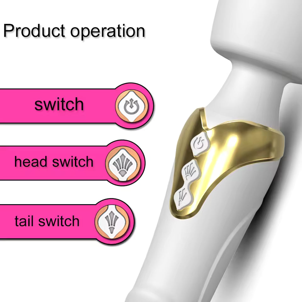 Simple button controls for vibrator wand massager - Bikinisexzy.com