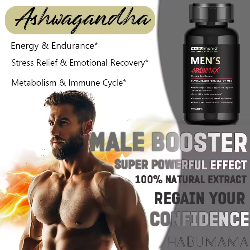 Man exercising with Ashwagandha and L-Arginine male booster supplement for energy and vitality buy bikinisexzy.com