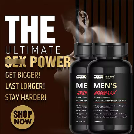 Promotional graphic for L-Arginine male enhancing supplement for better performance and endurance on Bikinisexzy.com