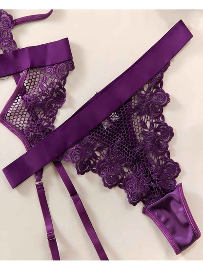 Purple sexy thong with adjustable garter straps - Bikinisexzy.com
