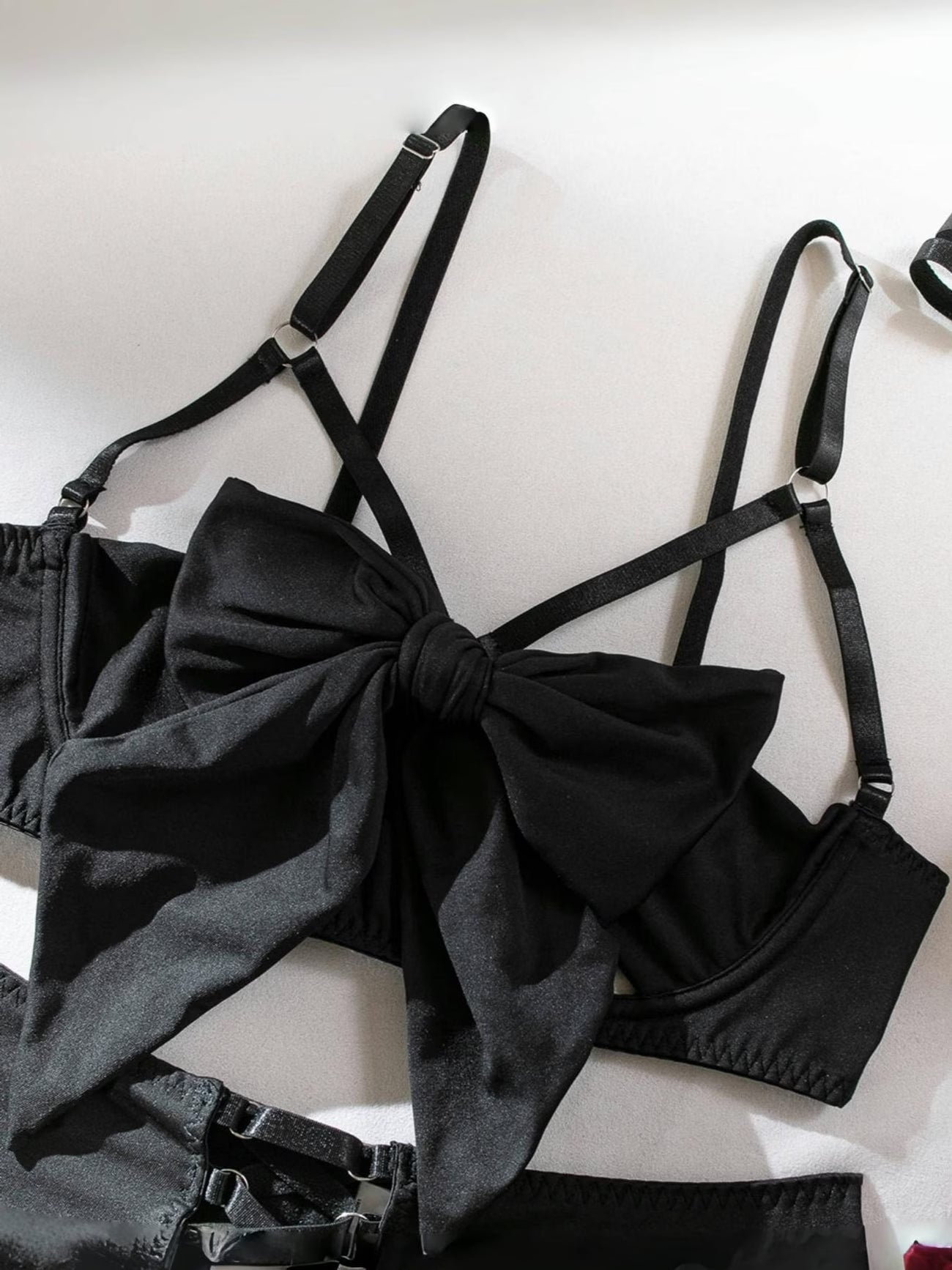 Elegant black push-up bra with front bow detail for women - Bikinisexzy.com