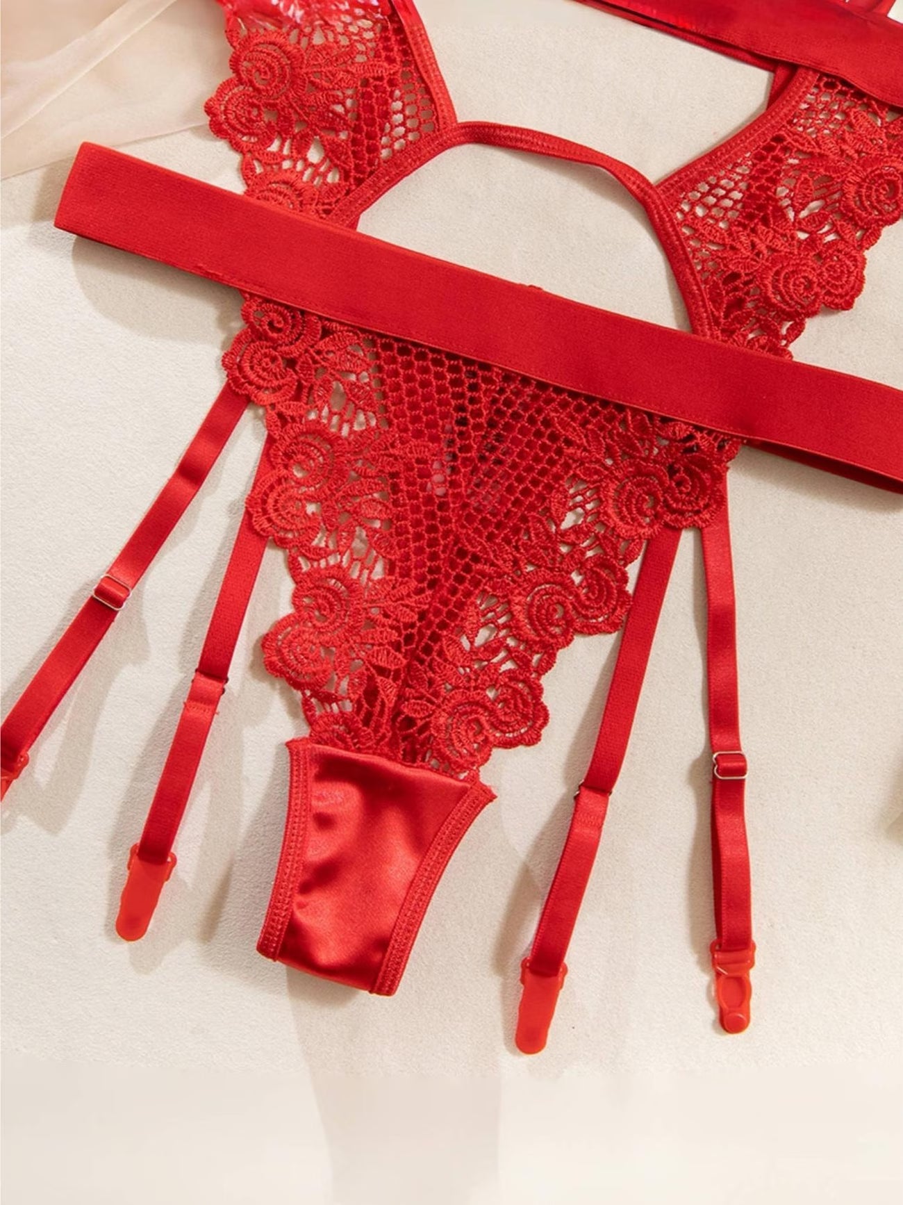 Red sexy thong with adjustable garter straps - Bikinisexzy.com
