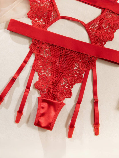Red sexy thong with adjustable garter straps - Bikinisexzy.com