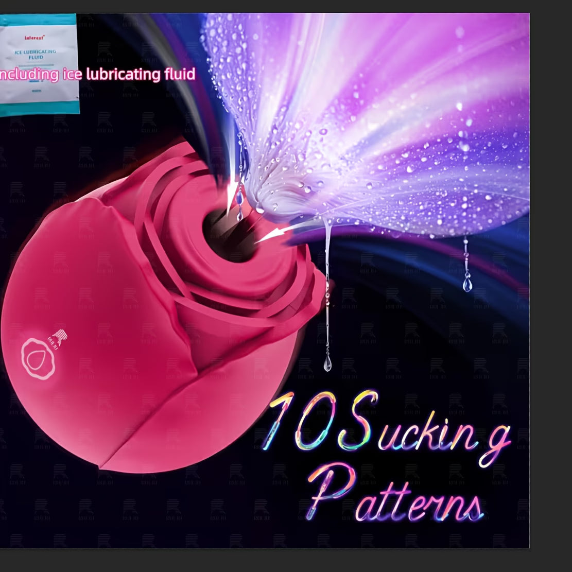 Rose sex toy with 10 sucking patterns including ice lubricating fluid by bikinisexzy
