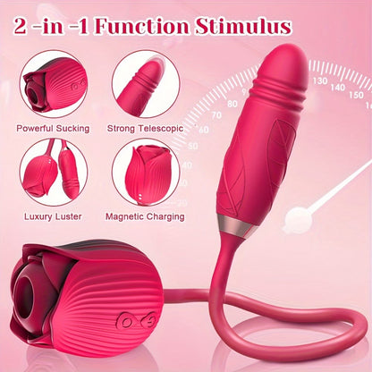 2-in-1 rose stimulator with magnetic charging features
