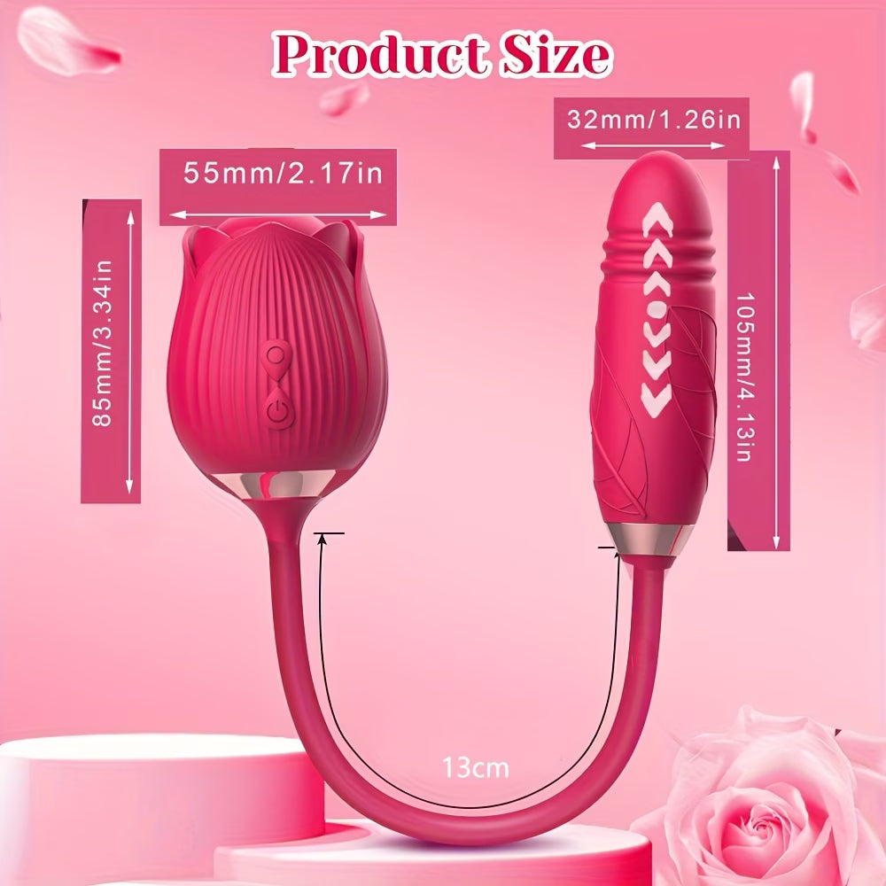Detailed size and dimension guide for rose sex toy by bikinisexzy
