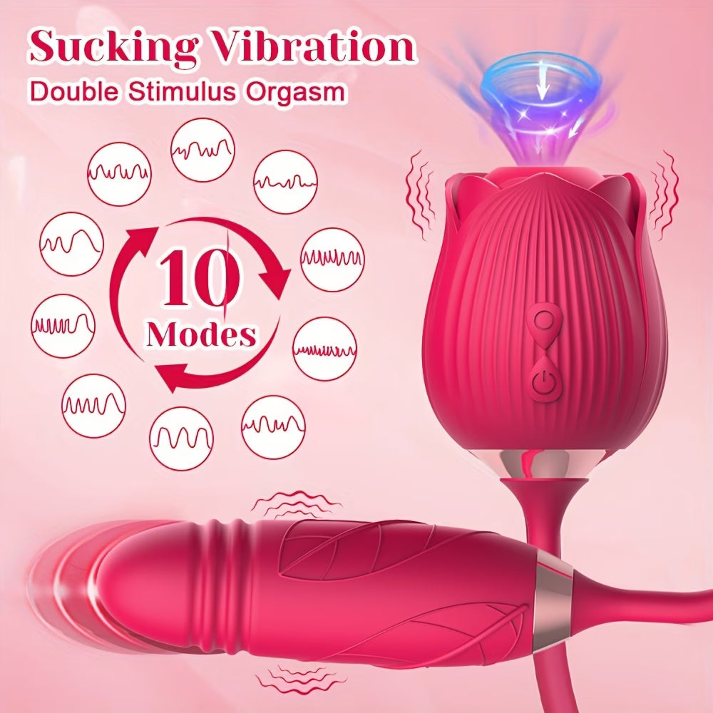 Rose vibrator featuring 10 suction vibration modes for women
