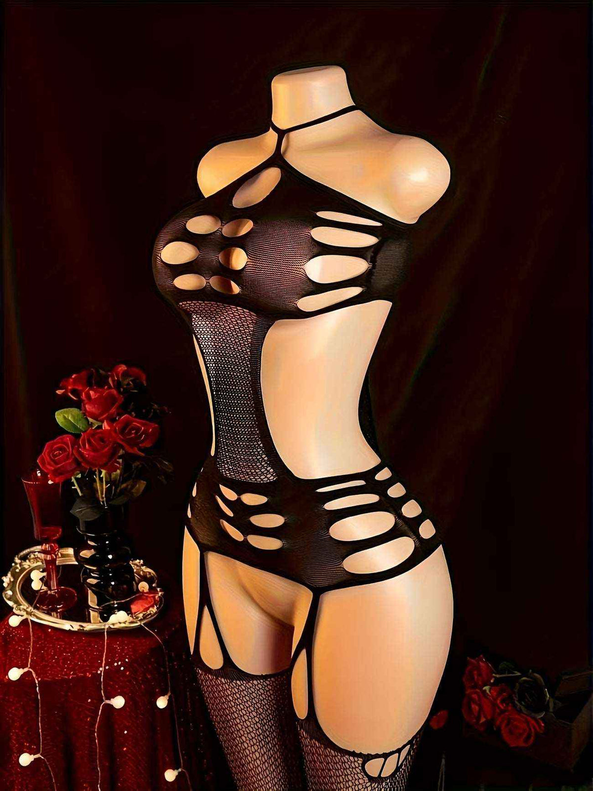 Sexy Lace Bodysuit Halter Neck | Open Crotch Lingerie for Women | Bikinisexzy