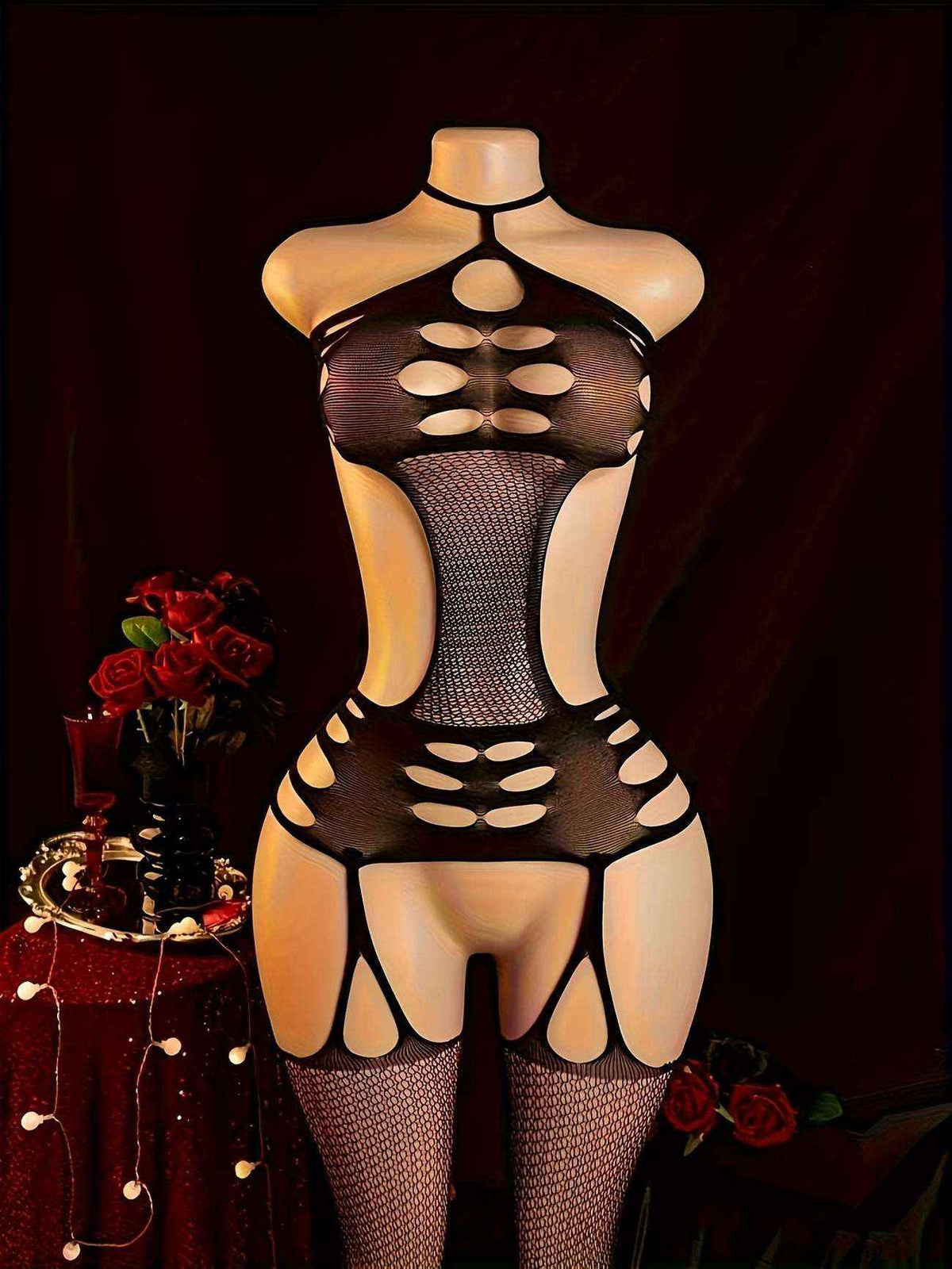 Sexy Lace Bodysuit Halter Neck | Open Crotch Lingerie for Women | Bikinisexzy