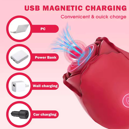Convenient USB magnetic charging rose vibrator at Bikinisexzy.com